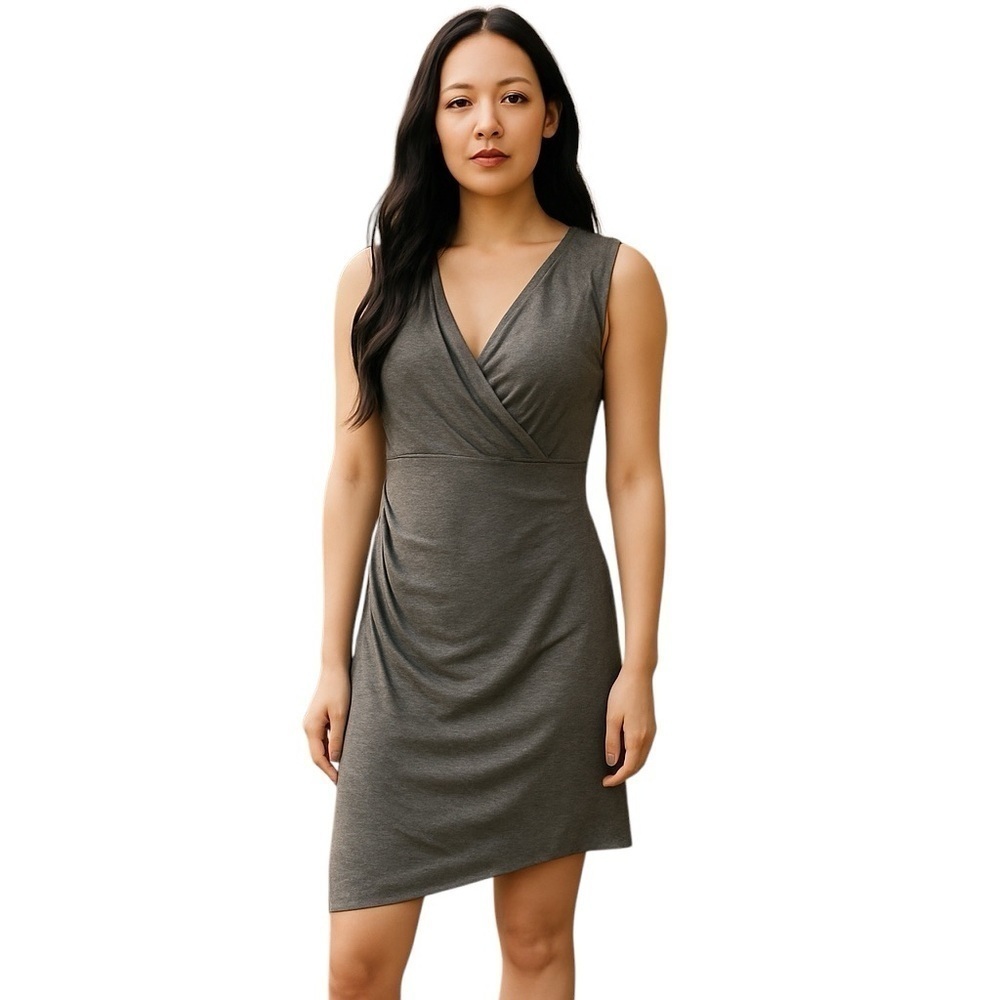 White House Black Market Grey Mock Wrap Dress – Size Small